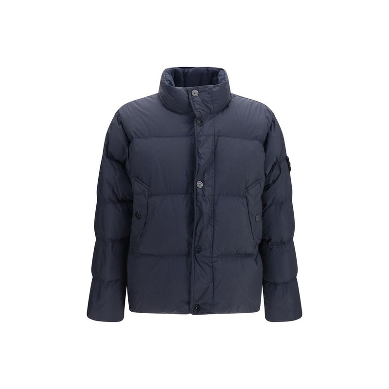 Stone Island Blue Polyamide Full-Length Jacket