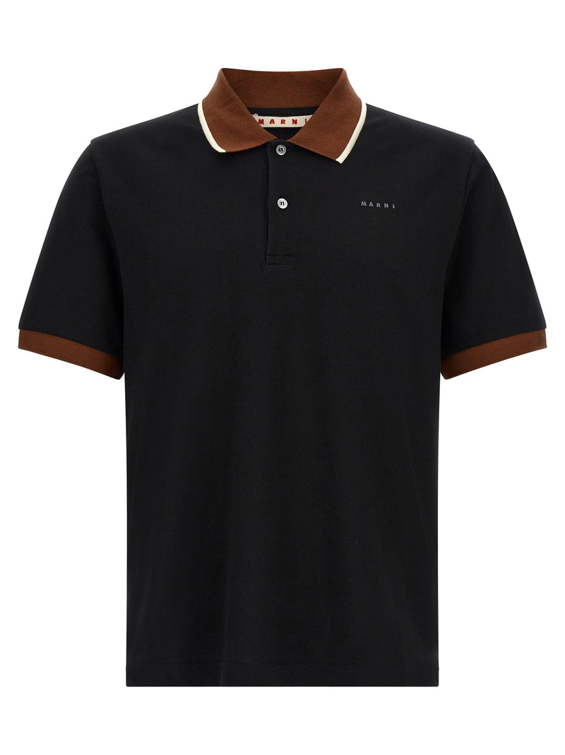 Marni Black Cotton Polo Shirt