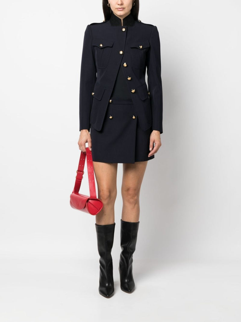 Alexander McQueen wool-cotton blend mini wrap skirt |... | Urbalenti™ NYC