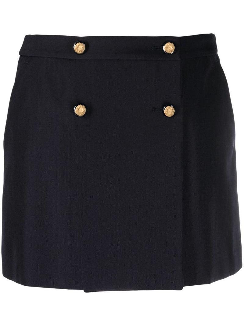 Alexander McQueen wool-cotton blend mini wrap skirt |... | Urbalenti™ NYC