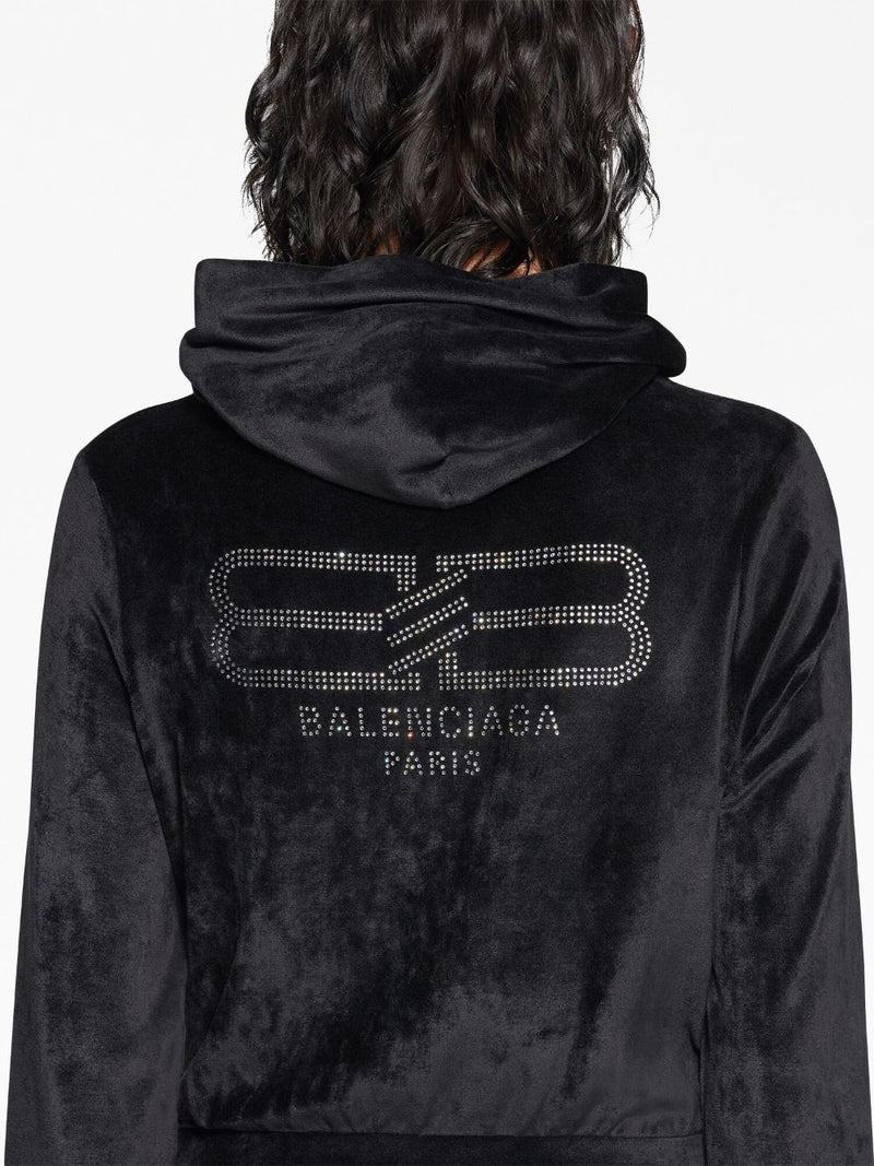 Balenciaga Crystal embellished velvet zip-up hoodie | Urbalenti | Urbale... | Urbalenti™ NYC
