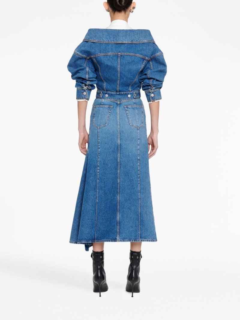 Alexander McQueen denim midi skirt | Urbalenti™ NYC