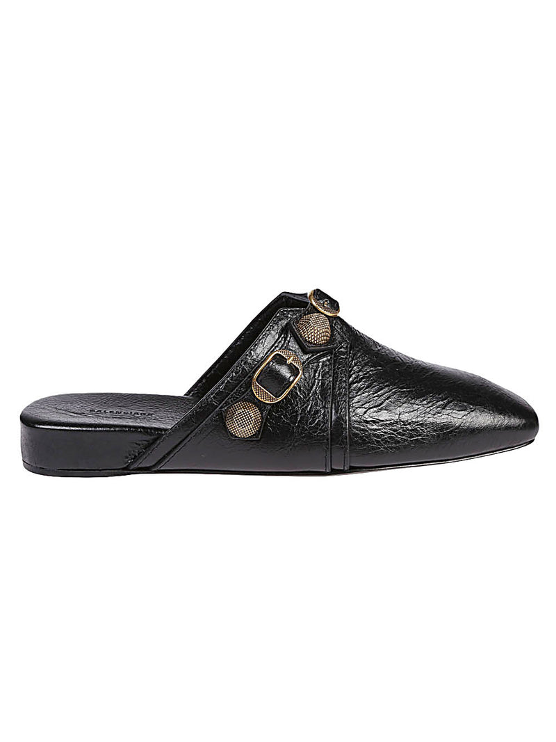 Balenciaga Cozy Cagole leather mules in black | Urbalenti™ NYC