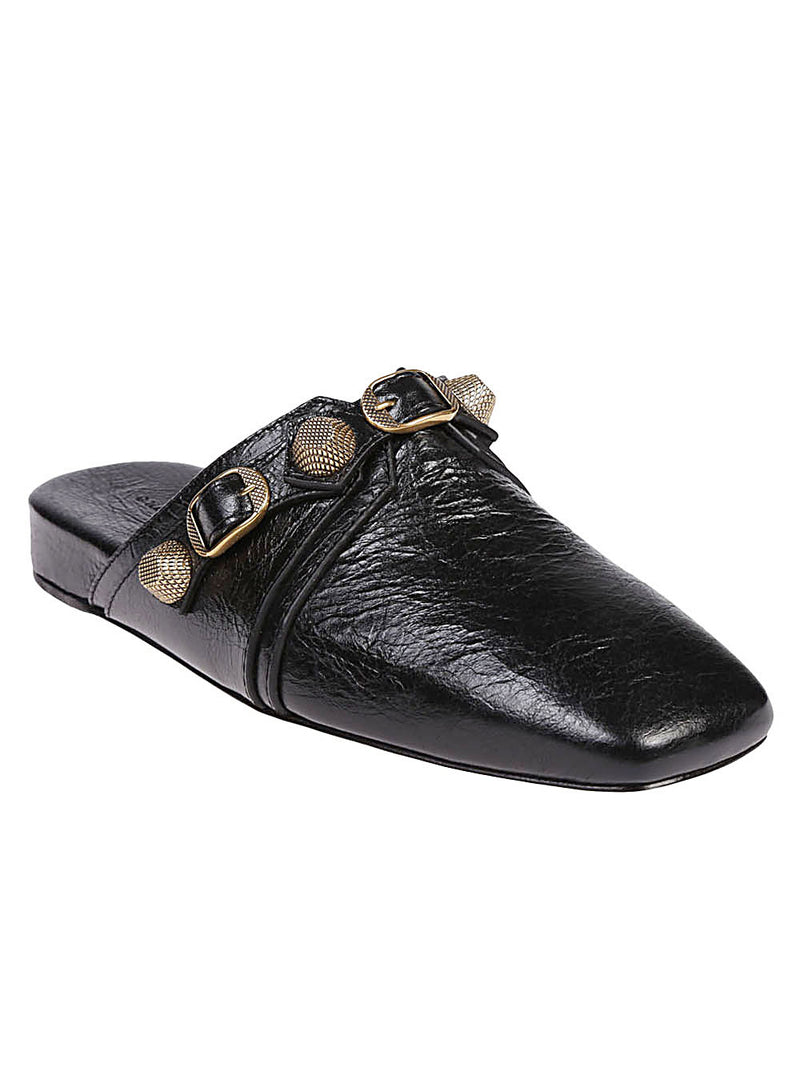 Balenciaga Cozy Cagole leather mules in black | Urbalenti™ NYC