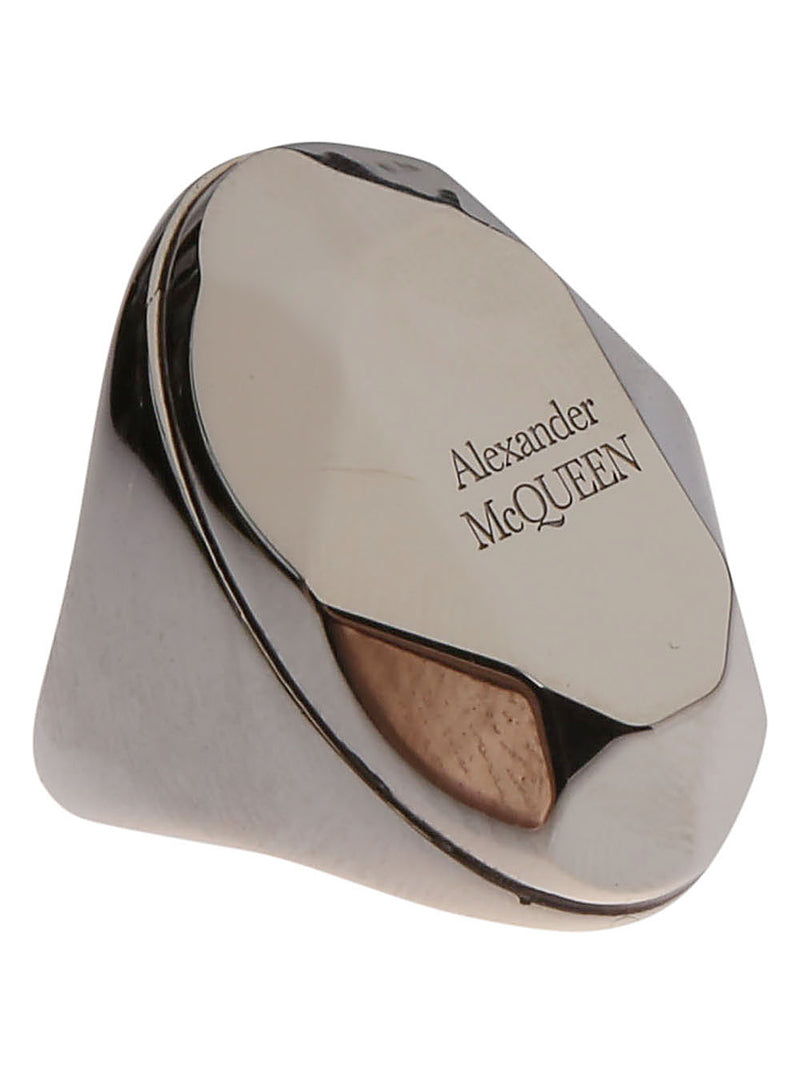 Alexander McQueen The Faceted Stone Ring - Silver | Urbalenti | Urbalent... | Urbalenti™ NYC