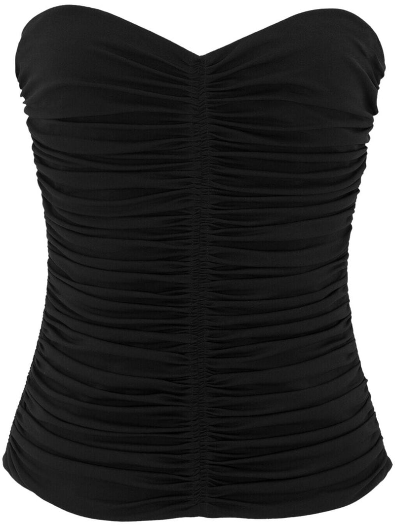 Saint Laurent ruched strapless top | Urbalenti™ NYC