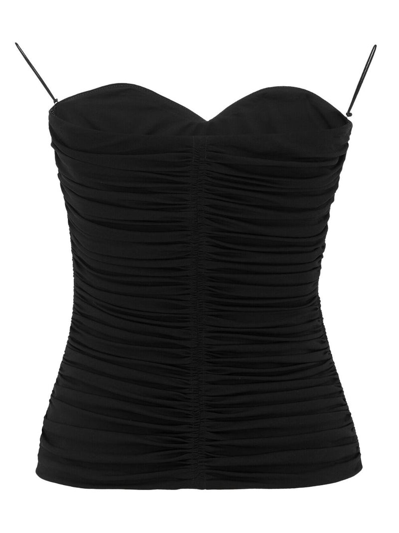 Saint Laurent ruched strapless top | Urbalenti™ NYC