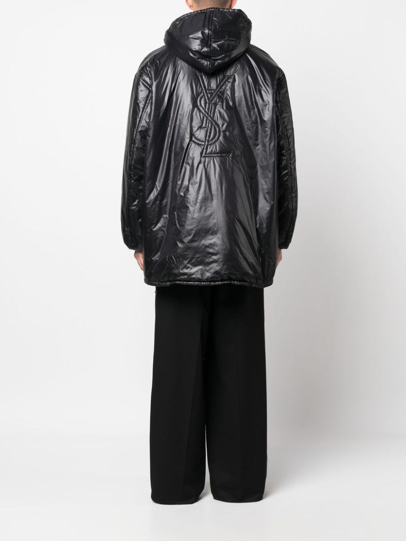 Saint Laurent Cassandre logo-embossed hooded raincoat | Ur... | Urbalenti™ NYC
