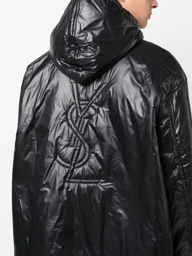 Saint Laurent Cassandre logo-embossed hooded raincoat | Ur... | Urbalenti™ NYC