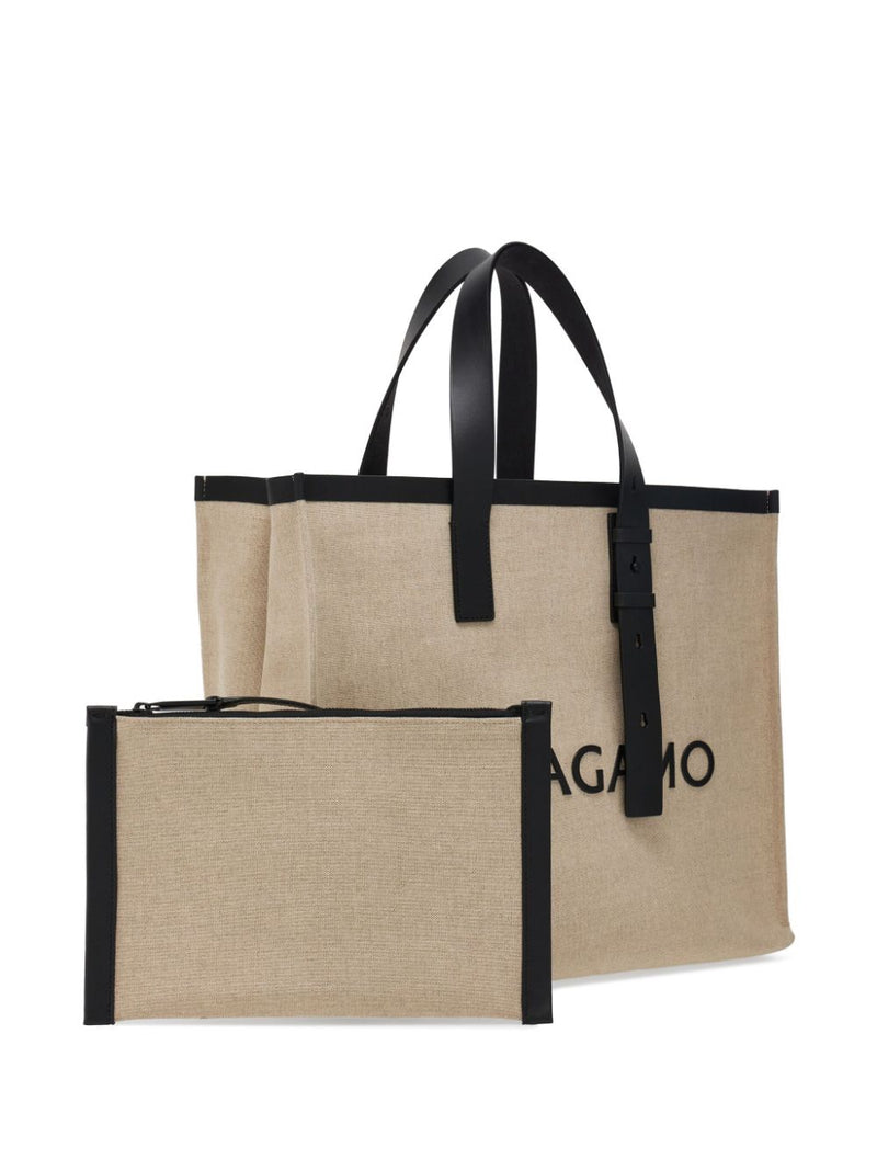 Ferragamo logo-embossed leather tote bag | Urbalenti™ NYC