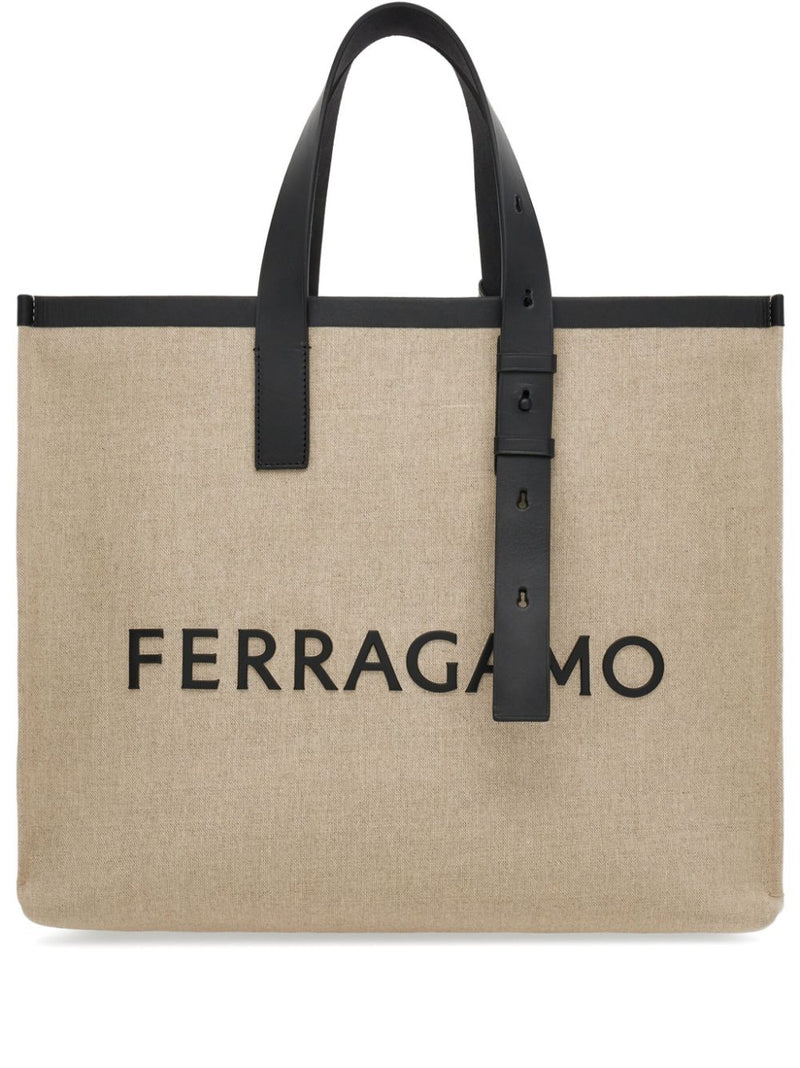 Ferragamo logo-embossed leather tote bag | Urbalenti™ NYC