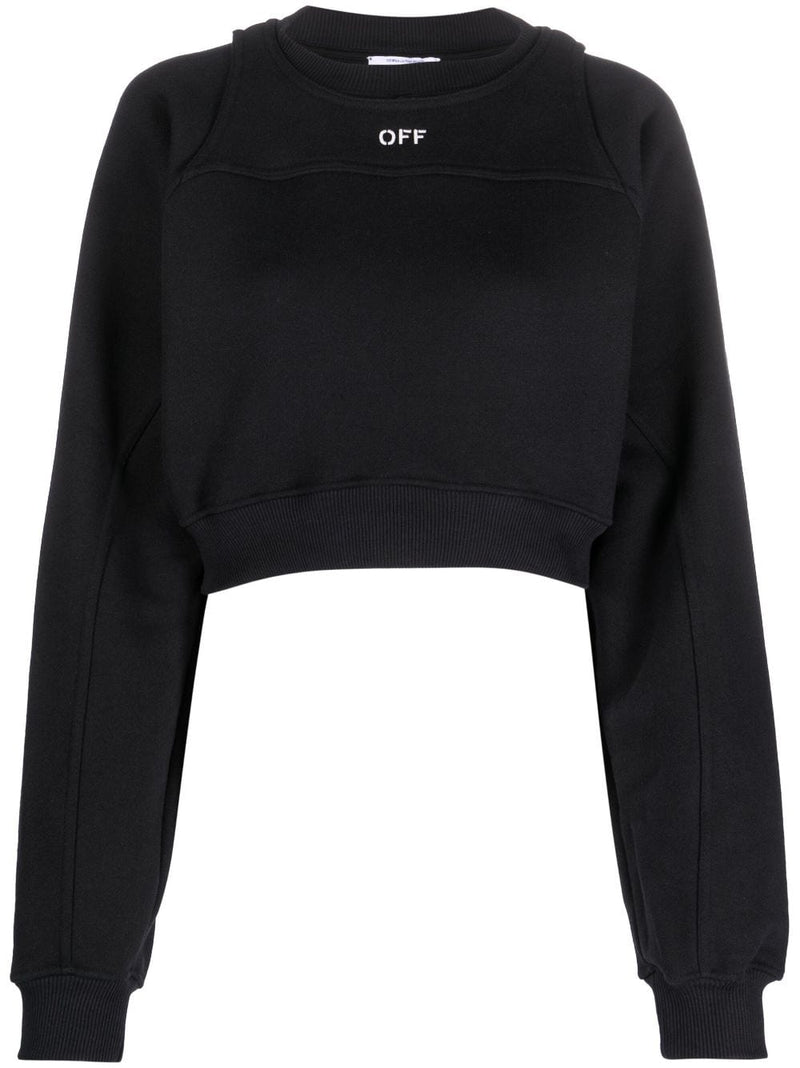 Off White Printed Crop Sweatshirt | Urbalenti™ NYC
