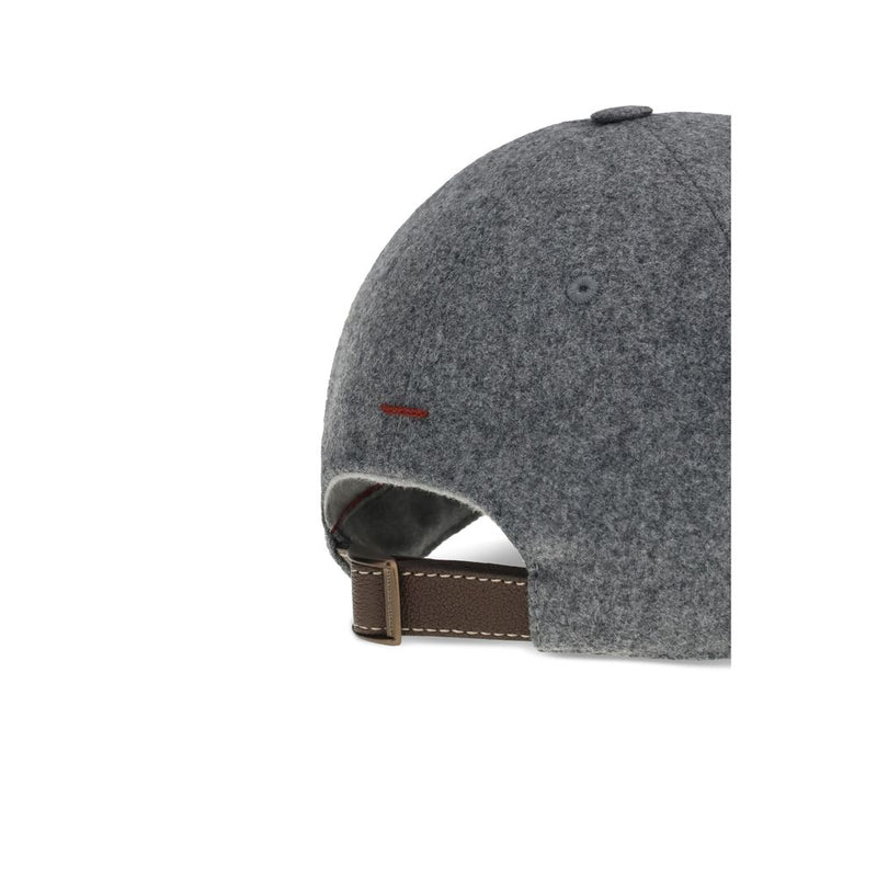 Brunello Cucinelli Gray Wool Oves Aries Cap (Baseball Hat)