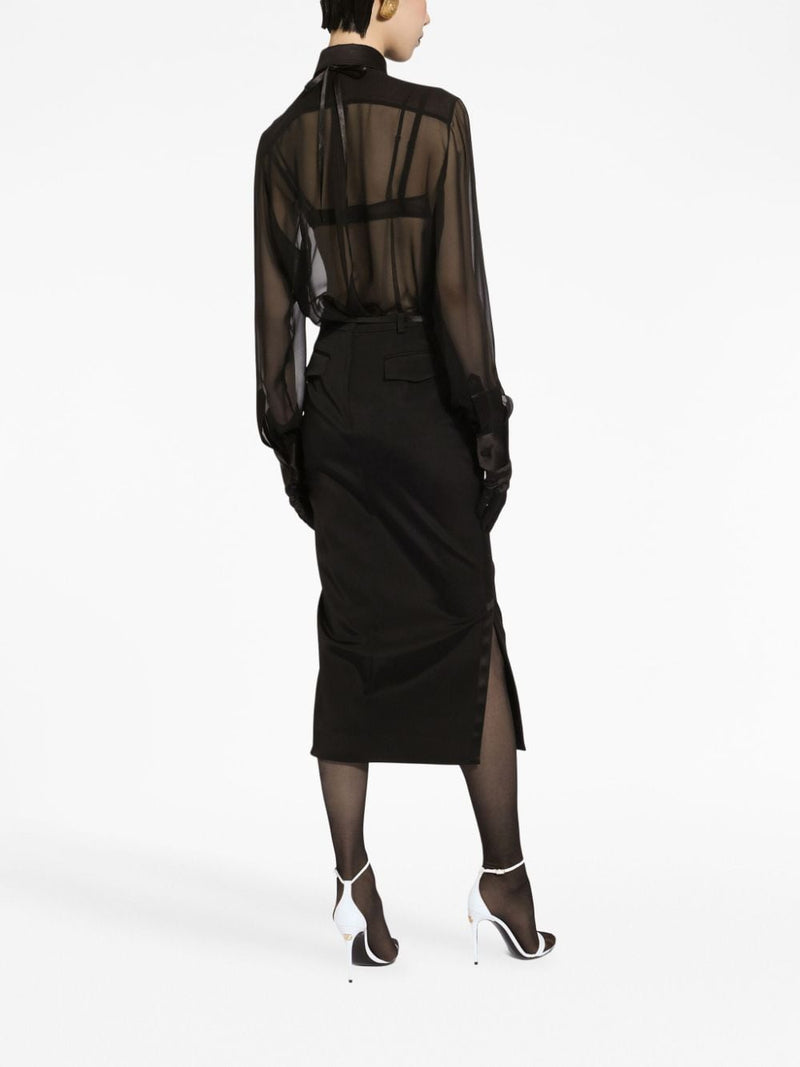 Dolce & Gabbana Silk chiffon shirt with satin details | Urbalenti | Urba... | Urbalenti™ NYC