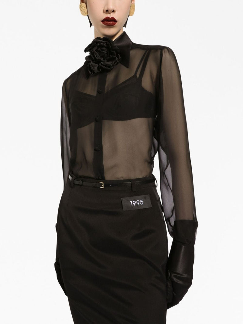 Dolce & Gabbana Silk chiffon shirt with satin details | Urbalenti | Urba... | Urbalenti™ NYC