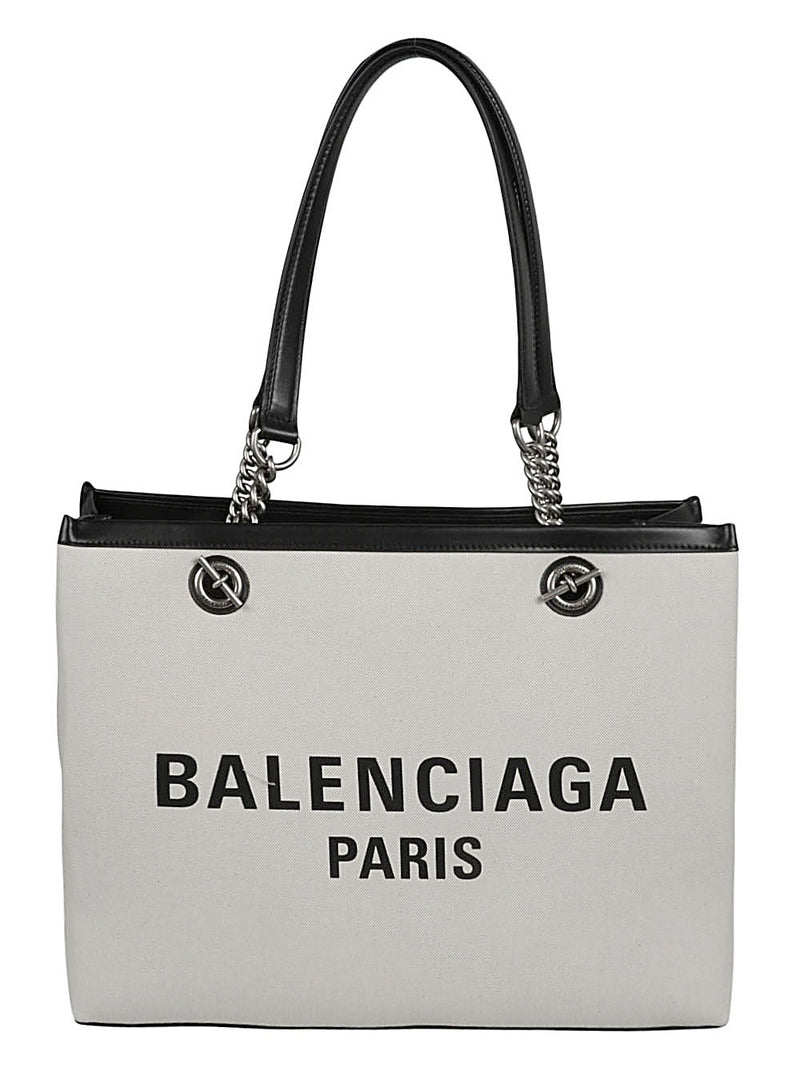 Balenciaga logo print canvas tote bag | Urbalenti™ NYC