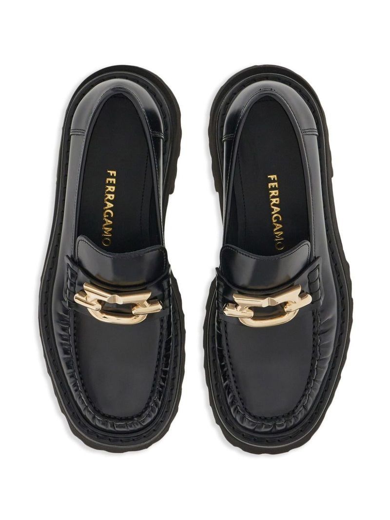 Ferragamo Gancini-buckle Leather Loafers | Urbalenti™ NYC