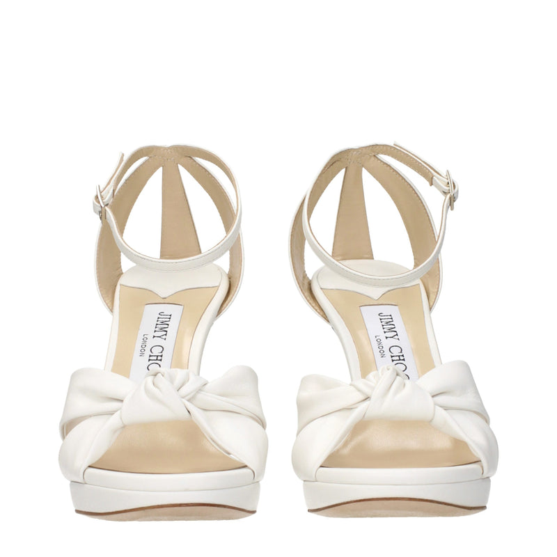 Jimmy Choo White Leather Platform Sandals