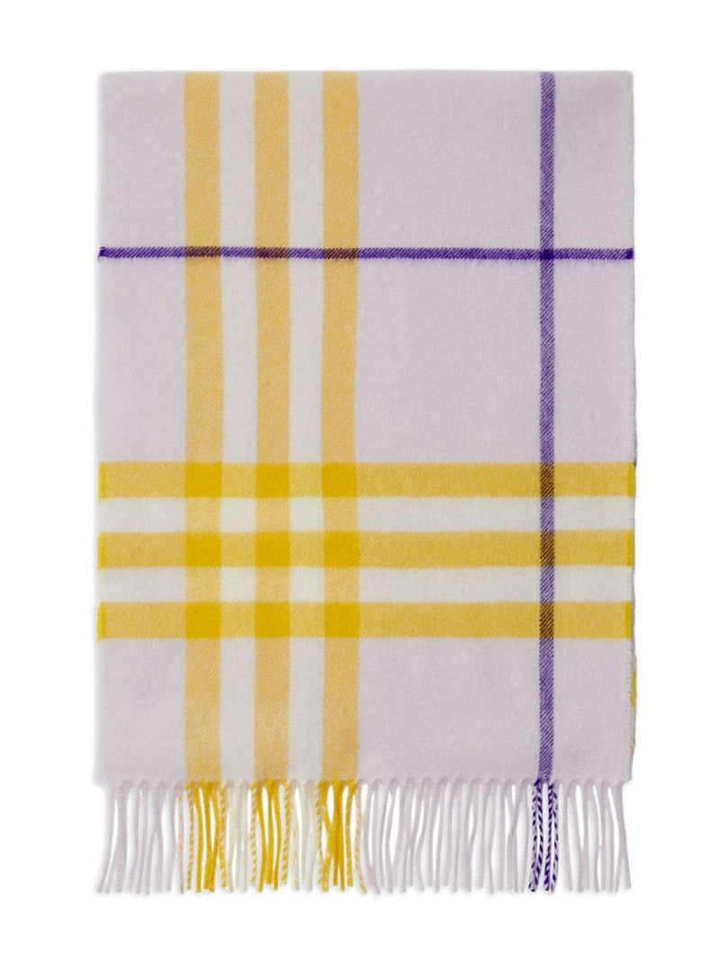 Burberry checked fringed-edge cashmere scarf | Urbalenti™ NYC