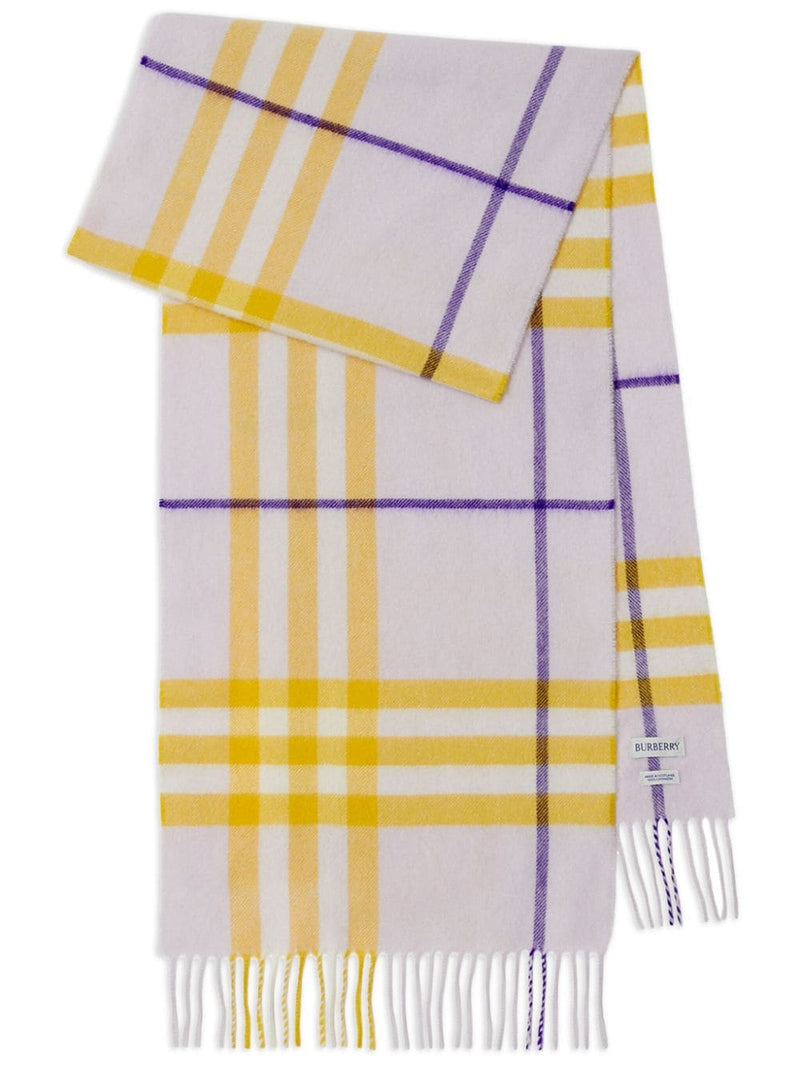 Burberry checked fringed-edge cashmere scarf | Urbalenti™ NYC