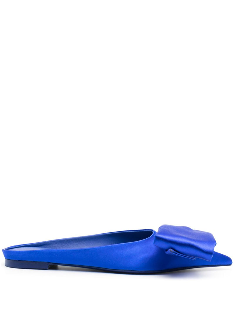Ferragamo asymmetric-bow Satin Mules | Urbalenti™ NYC