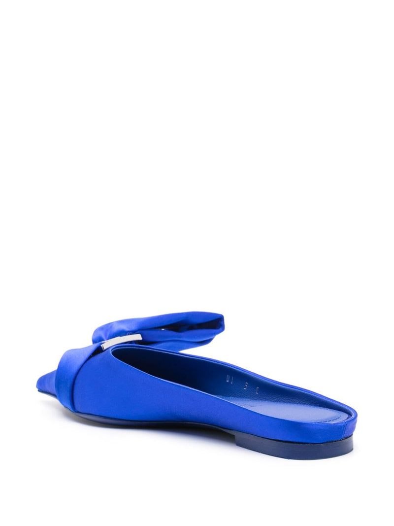 Ferragamo asymmetric-bow Satin Mules | Urbalenti™ NYC