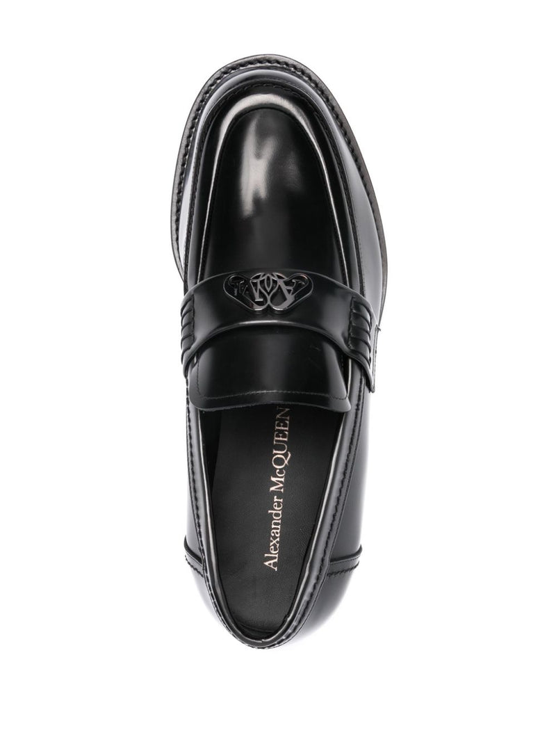 Alexander McQueen logo-plaque Leather Loafers | Urbalenti™ NYC