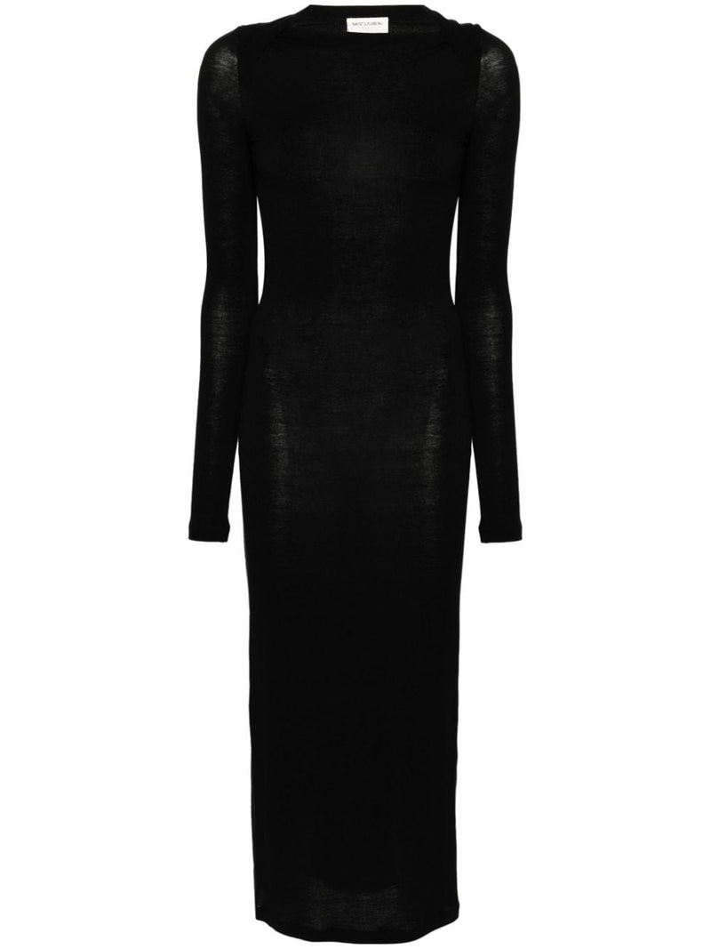 Saint Laurent Wool blend long pencil dress | Urbalenti™ NYC