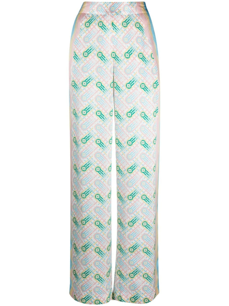 Casablanca Casablanca Printed silk straight leg trousers