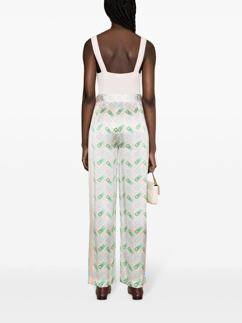 Casablanca Casablanca Printed silk straight leg trousers