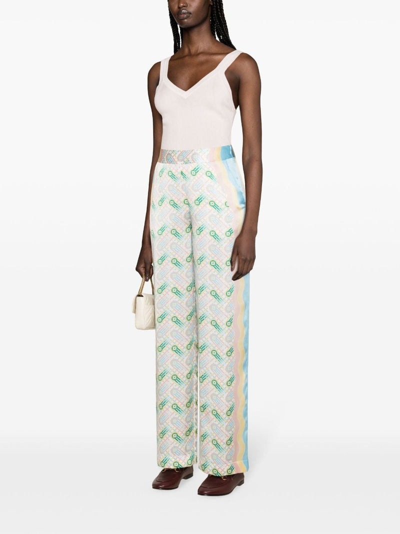 Casablanca Casablanca Printed silk straight leg trousers