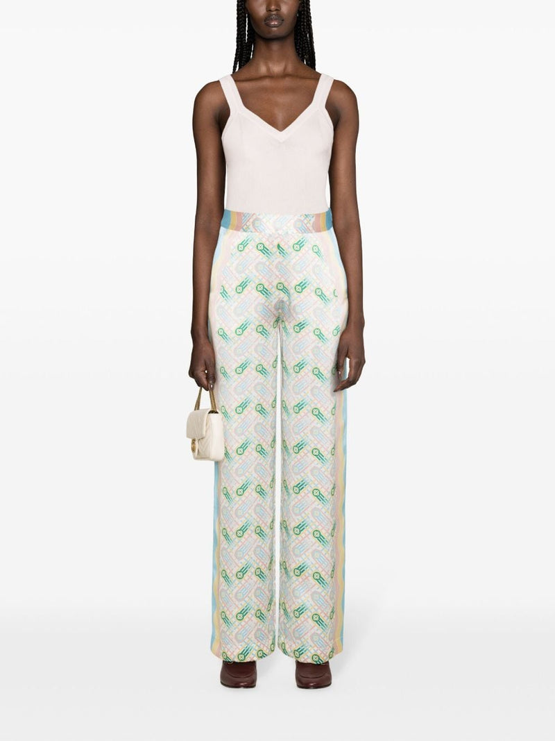 Casablanca Casablanca Printed silk straight leg trousers