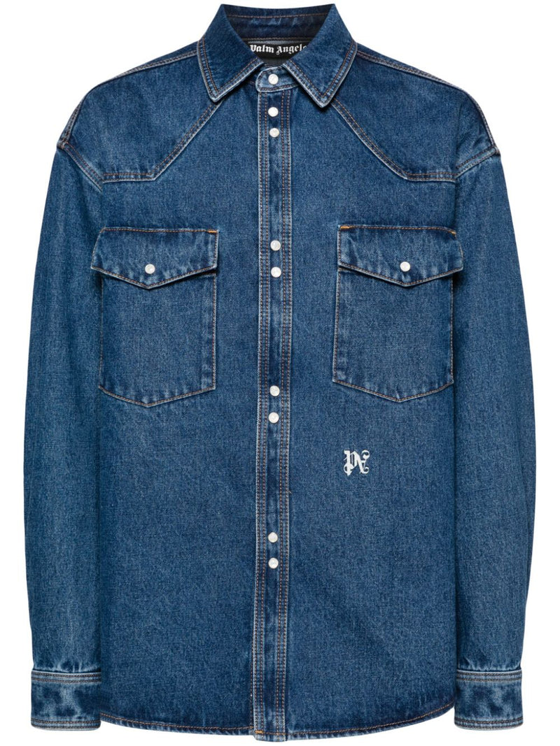 Palm Angels Monogram denim shirt | Urbalenti™ NYC