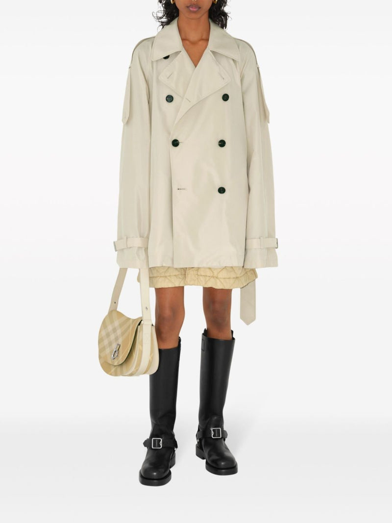 Burberry Short silk trench coat | Urbalenti™ NYC