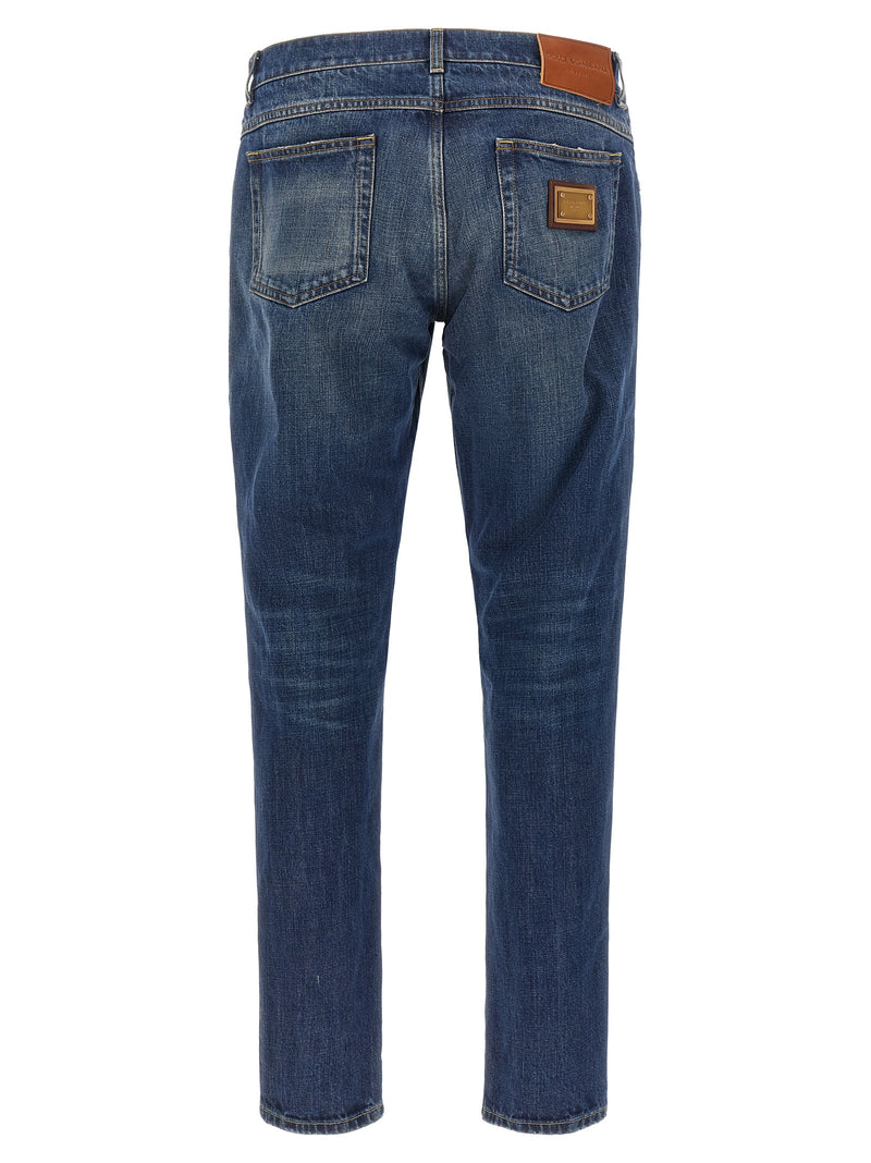Dolce & Gabbana Blue Cotton Straight-Leg Jeans