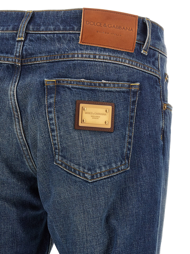 Dolce & Gabbana Blue Cotton Straight-Leg Jeans