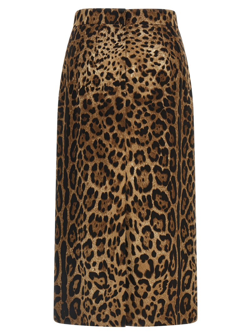 Dolce & Gabbana Brown Viscose Midi Skirt