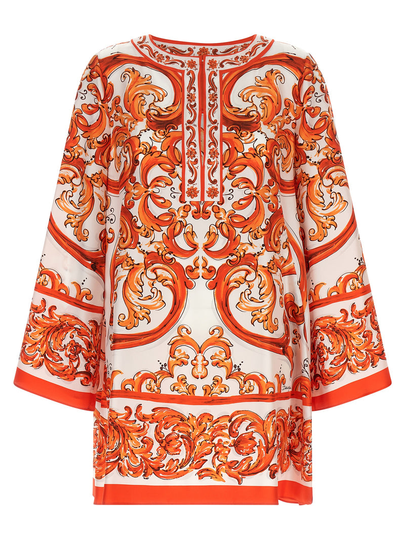 Dolce & Gabbana Orange Silk Short Dress
