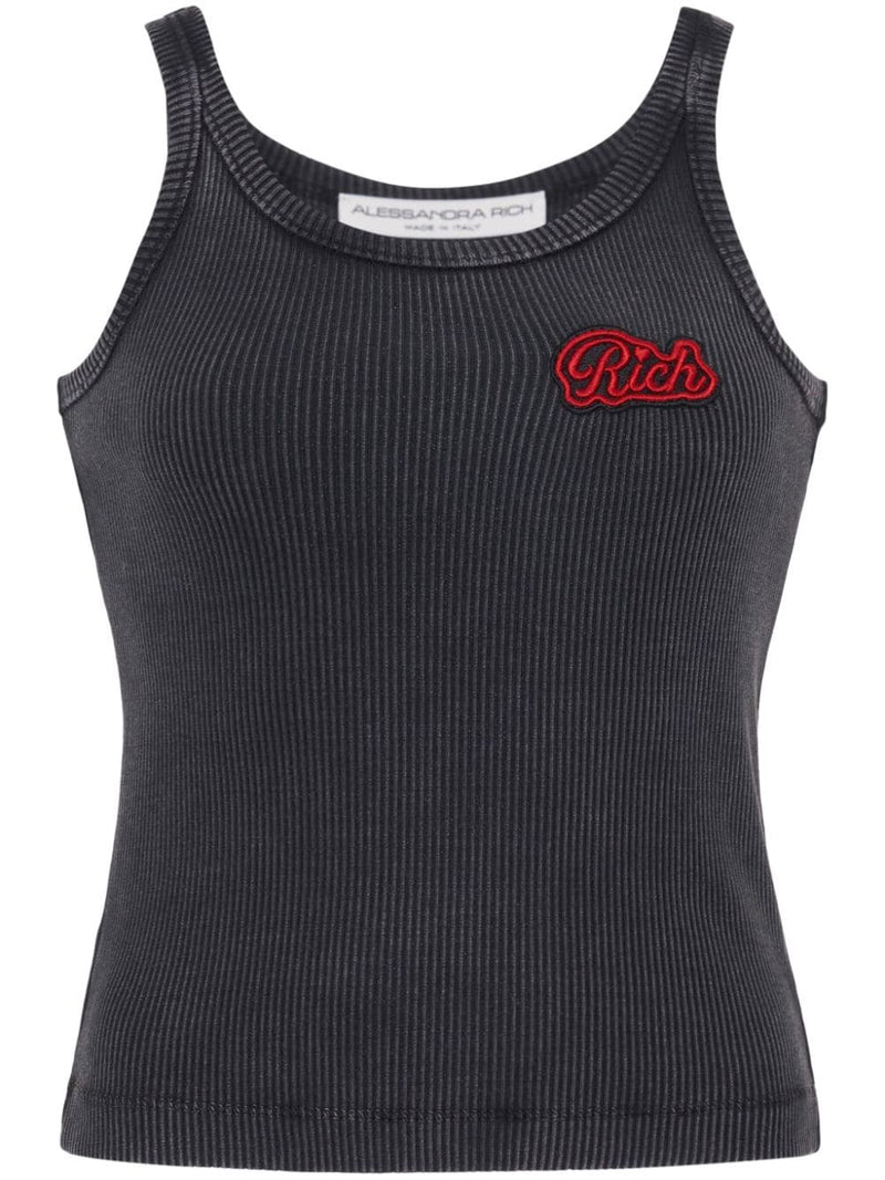 Alessandra Rich Alessandra Rich Logo ribbed cotton tank top
