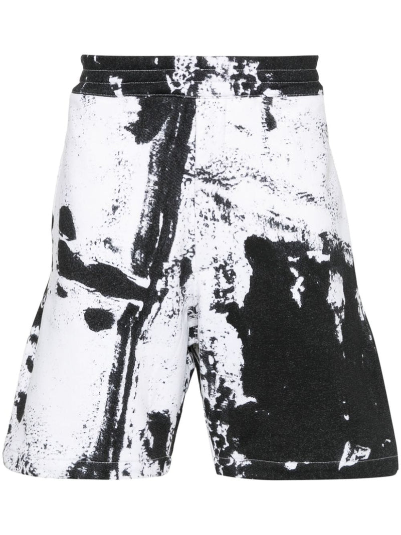 Alexander McQueen paint-splatter cotton shorts | Urbalenti™ NYC