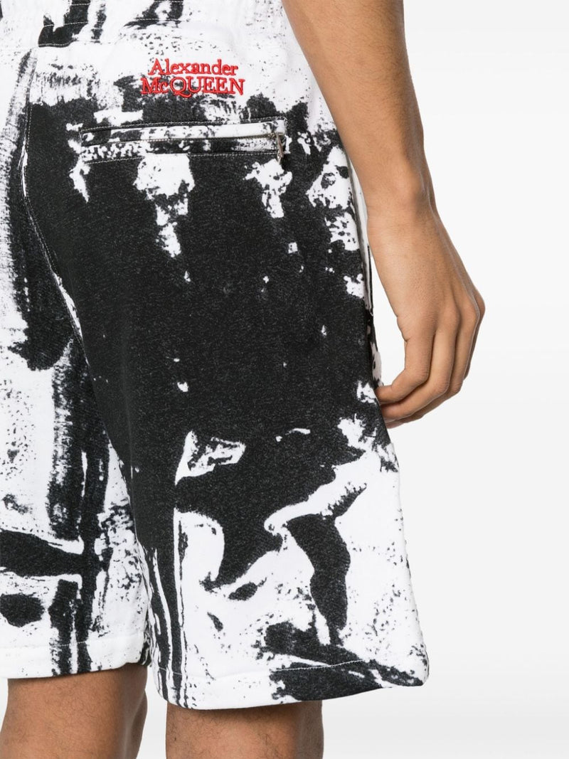 Alexander McQueen paint-splatter cotton shorts | Urbalenti™ NYC