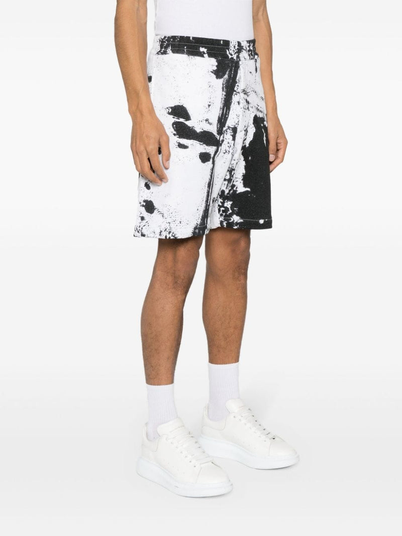 Alexander McQueen paint-splatter cotton shorts | Urbalenti™ NYC