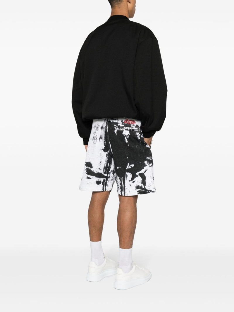 Alexander McQueen paint-splatter cotton shorts | Urbalenti™ NYC
