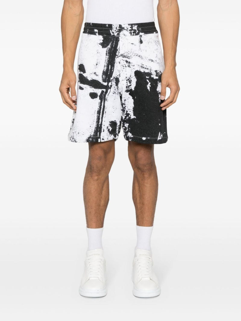 Alexander McQueen paint-splatter cotton shorts | Urbalenti™ NYC