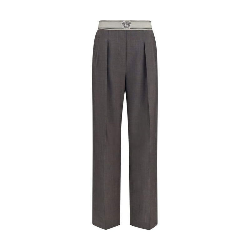 Versace Gray Wool Oves Aries Pants