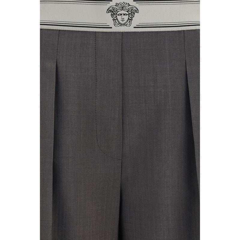 Versace Gray Wool Oves Aries Pants