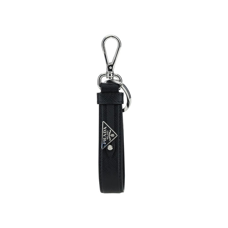 Prada Black Stainless Steel Keychain