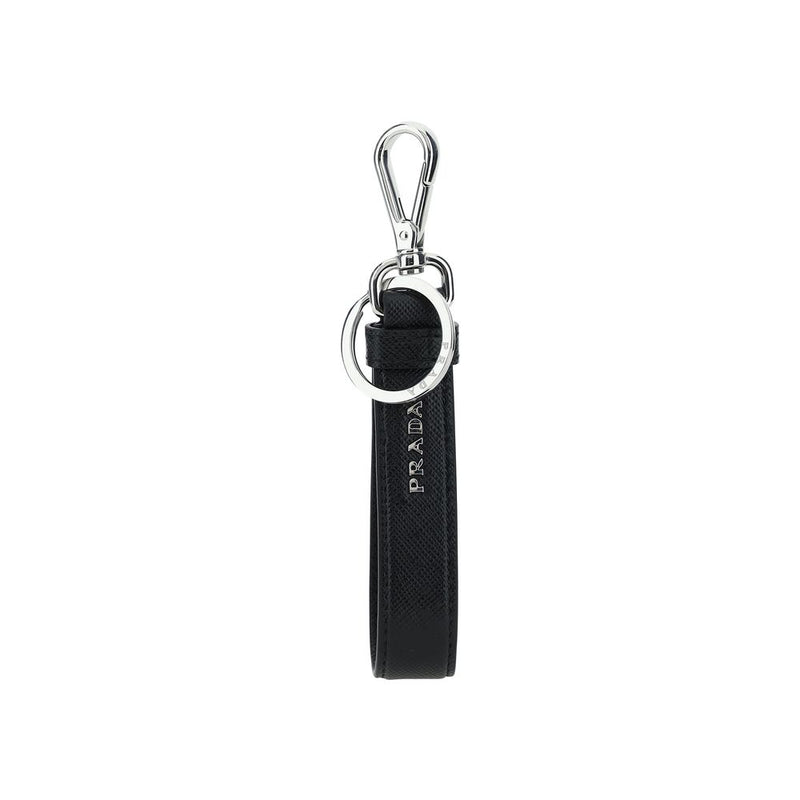 Prada Black Stainless Steel Keychain