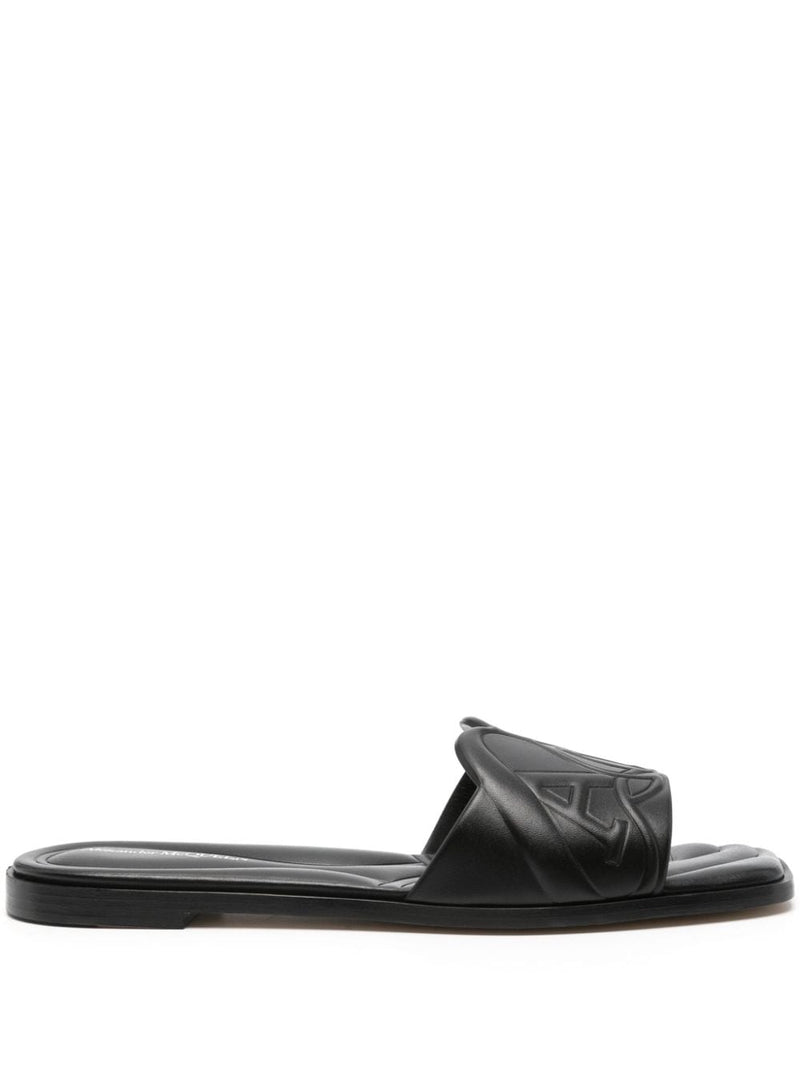 Alexander McQueen logo-embossed leather sandals | Urbalenti | Urbalenti™... | Urbalenti™ NYC