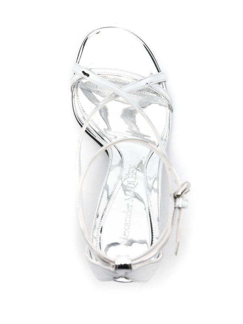 Alexander McQueen Twisted Armadillo 95mm patent sandal... | Urbalenti™ NYC